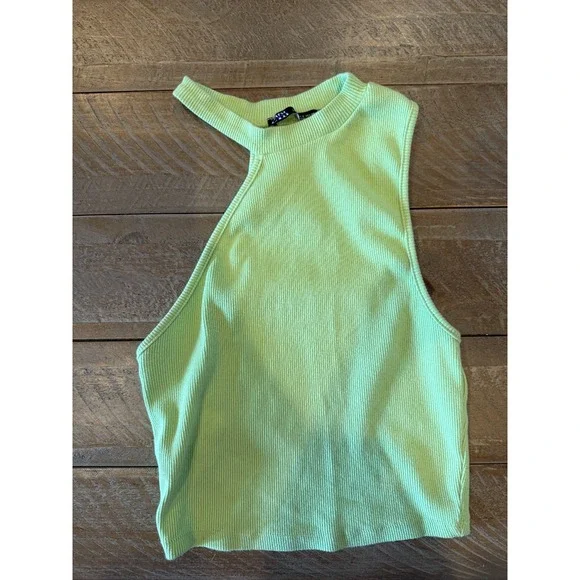 Zara Green Asymmetrical Cutout Ribbed Sleeveless Crop Top Women's‎ Size S - Picture 7 of 8